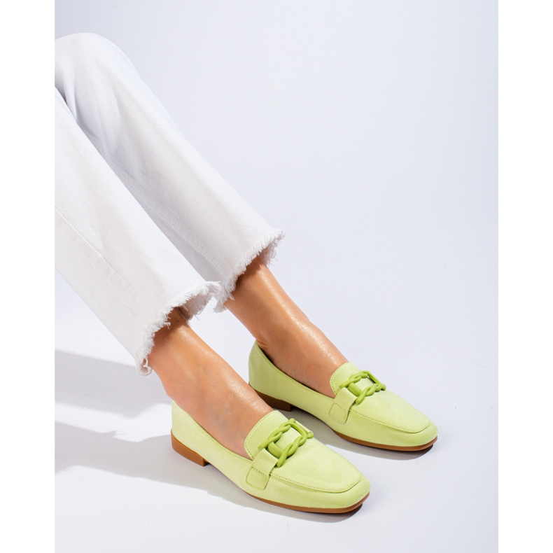 Mocassins femme en daim Shelovet vert 1