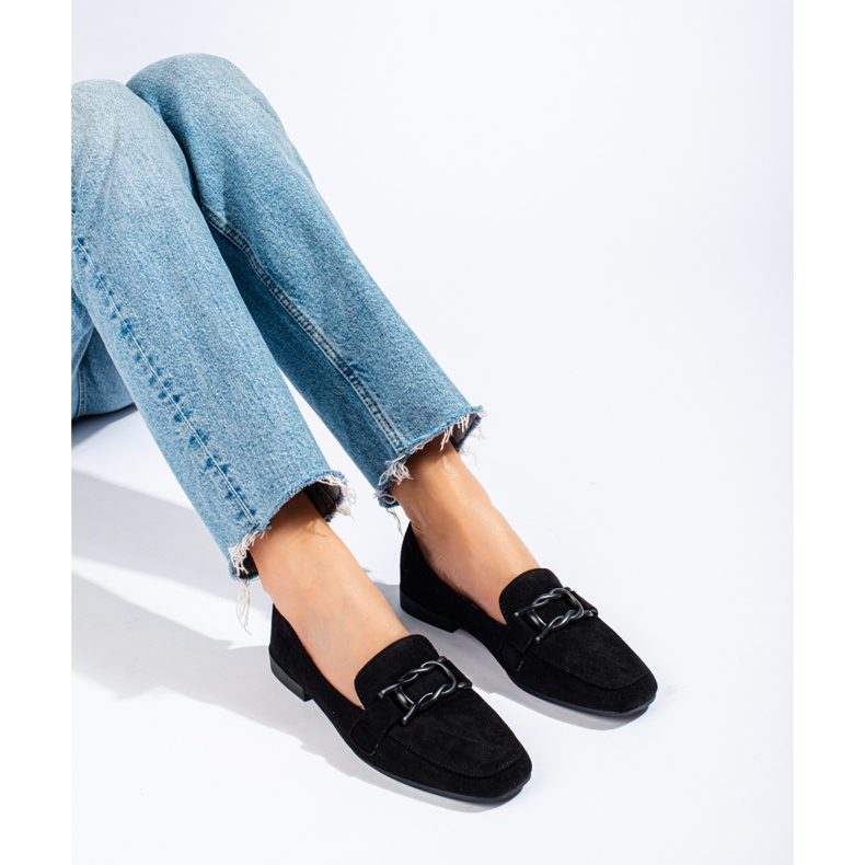 Mocassins pour femmes en daim noir de Shelovet 1