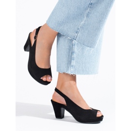 Sandales en daim noir Shelovet avec un talon confortable le noir 2