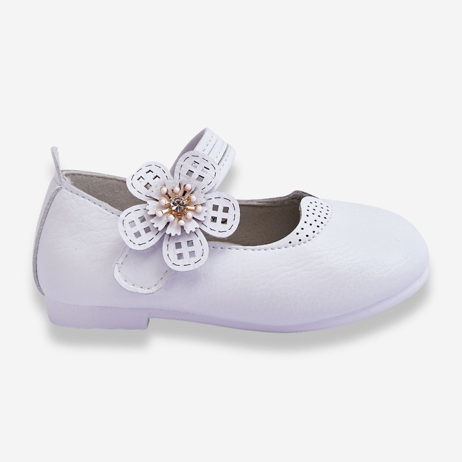 Ballerines Enfant En Cuir Avec Fleur Blanc Cobi 1