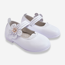 Ballerines Enfant En Cuir Avec Fleur Blanc Cobi blanche 2