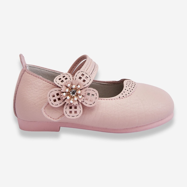 PA1 Ballerines Enfant En Cuir Avec Fleur Rose Cobi 2