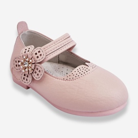 PA1 Ballerines Enfant En Cuir Avec Fleur Rose Cobi 1