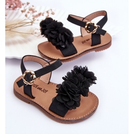 Sandales pour enfants à la mode avec des fleurs en poly noir le noir 5