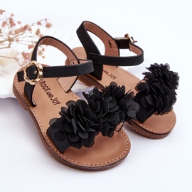 Sandales pour enfants à la mode avec des fleurs en poly noir le noir 6