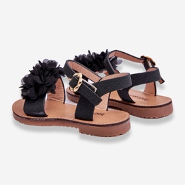 Sandales pour enfants à la mode avec des fleurs en poly noir le noir 3