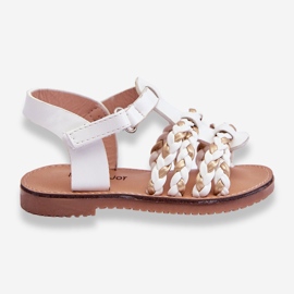 Sandales Velcro Enfant Rayures Blanc Sammy 1