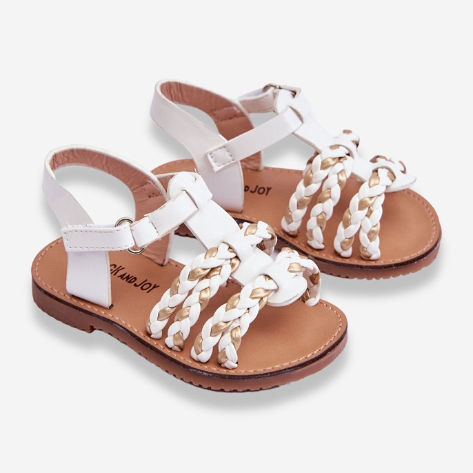 Sandales Velcro Enfant Rayures Blanc Sammy blanche 2