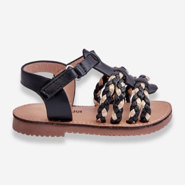 Sandales Velcro Enfant À Rayures Noir Sammy le noir 1