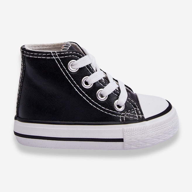 Baskets Montantes En Cuir Pour Enfant Noir Et Blanc Marney 1