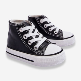 Baskets Montantes En Cuir Pour Enfant Noir Et Blanc Marney 2