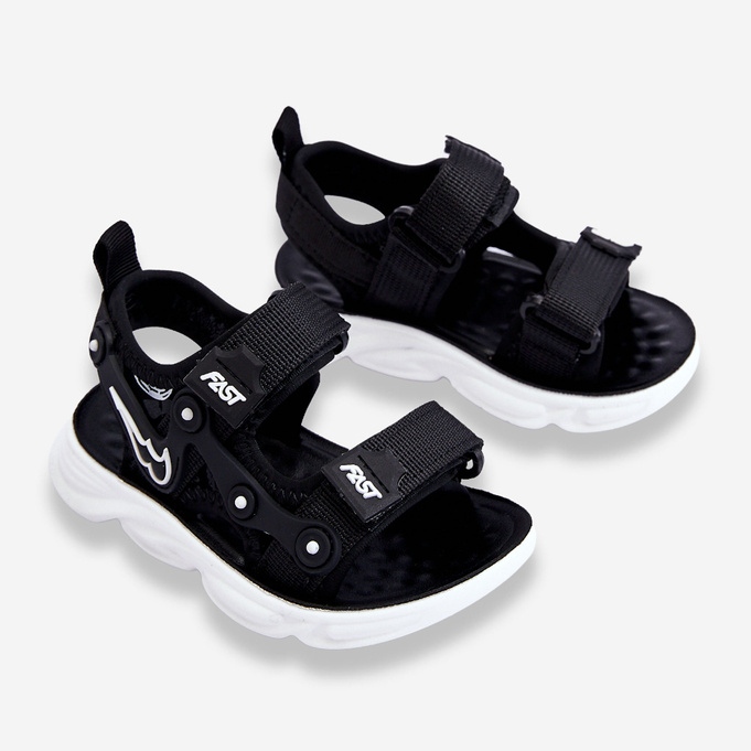 Tobias Garçons Sandales Velcro Noir Et Blanc 2