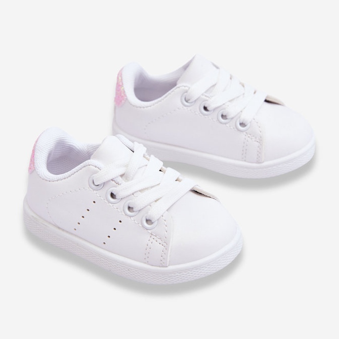 FR1 Chaussures Sport Enfant Blanc et Rose Brillant 2