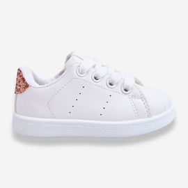 FR1 Chaussures Sport Enfant Blanc et Or Rose Brillant 1