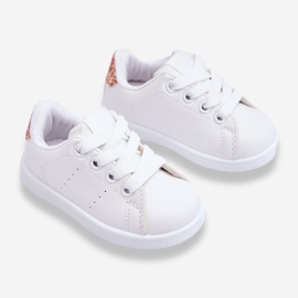 FR1 Chaussures Sport Enfant Blanc et Or Rose Brillant 2
