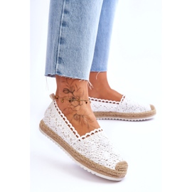 FE1 Espadrilles Slip-on en Dentelle Blanc Blanco 1