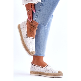 FE1 Espadrilles Slip-on en Dentelle Blanc Blanco 2