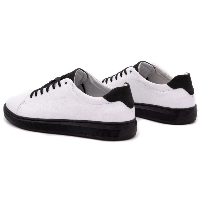 Polbut Chaussures en cuir pour hommes 2109 blanc avec noir blanche 7