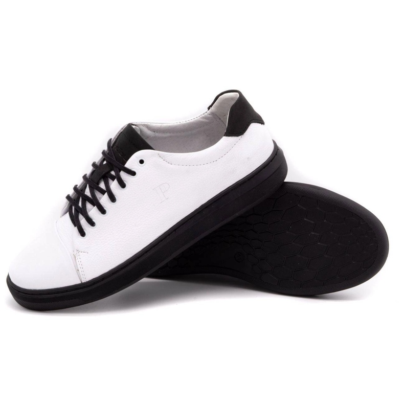 Polbut Chaussures en cuir pour hommes 2109 blanc avec noir blanche 3