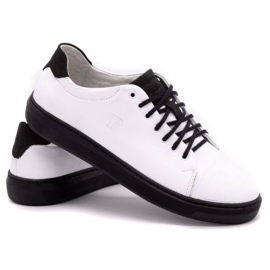 Polbut Chaussures en cuir pour hommes 2109 blanc avec noir 4