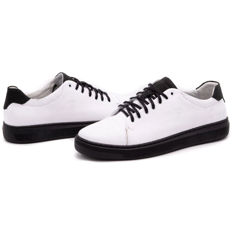 Polbut Chaussures en cuir pour hommes 2109 blanc avec noir blanche 6
