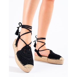 Espadrilles noires à plateforme de Shelovet boho le noir 1