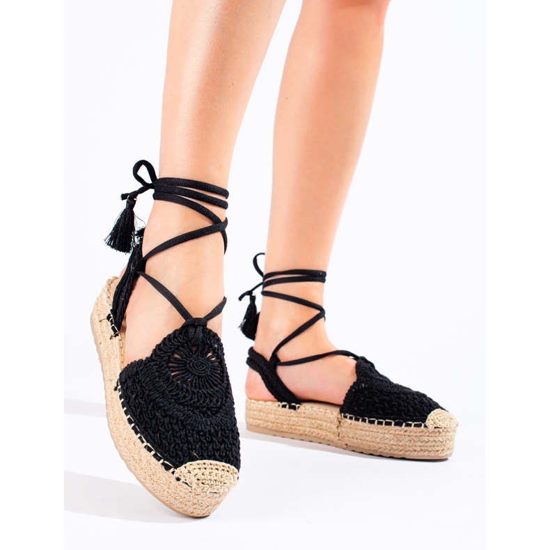 Espadrilles noires à plateforme de Shelovet boho le noir 1 Espadrilles noires à plateforme de Shelovet boho le noir 1
