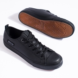 Baskets noires pour hommes en cuir écologique Big Star KK174009 le noir 1 Baskets noires pour hommes en cuir écologique Big Star KK174009 le noir 1
