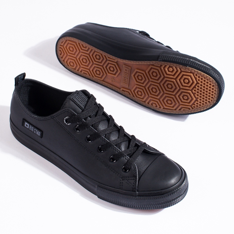 Baskets noires pour hommes en cuir écologique Big Star KK174009 le noir 1 Baskets noires pour hommes en cuir écologique Big Star KK174009 le noir 1