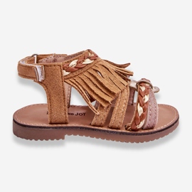 Sandales Enfant Velcro Avec Pompons Marron Missy brun 1