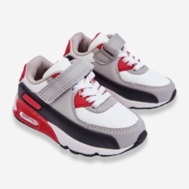 FR1 Chaussures de sport à plateforme en cuir pour enfants Blanc et rouge Lori 2