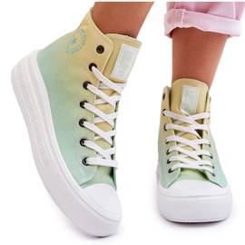 Baskets Plateformes Hautes Big Star LL274A190 Jaune-Vert 10