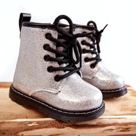 FR1 Bottes Enfant Chaudes Avec Une Fermeture Éclair Laquée Argent Goopy 4