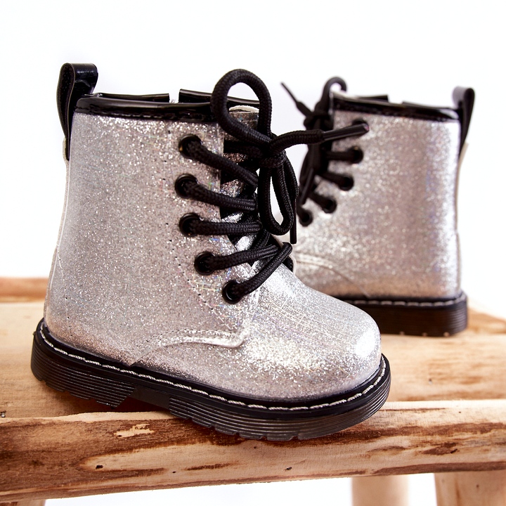 FR1 Bottes Enfant Chaudes Avec Une Fermeture Éclair Laquée Argent Goopy 3