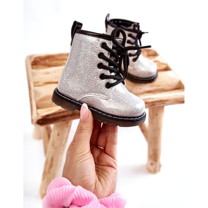 FR1 Bottes Enfant Chaudes Avec Une Fermeture Éclair Laquée Argent Goopy 1