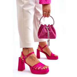 FB2 Sandales à plateforme en daim pour femmes Fuchsia Verda rose 7