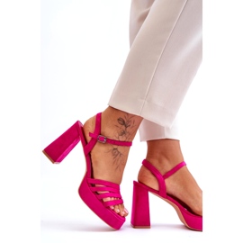 FB2 Sandales à plateforme en daim pour femmes Fuchsia Verda rose 3