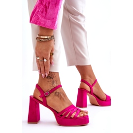 FB2 Sandales à plateforme en daim pour femmes Fuchsia Verda rose 4