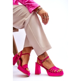 FB2 Sandales à plateforme en daim pour femmes Fuchsia Verda rose 5
