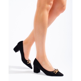 Shelovet Escarpins pointus à talons bas pour femmes Noir le noir 1