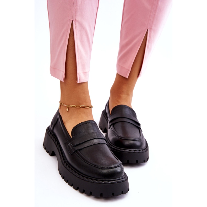 Mocassins Femme Big Star Cuir Chaussures LL274458 Noir 2