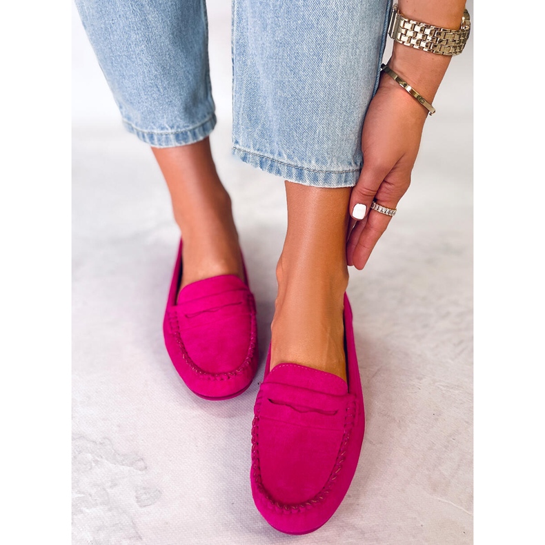 Mocassins femme en daim Anaya Fuchsia rose 2