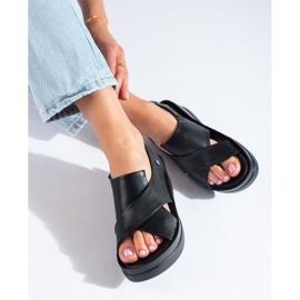 Sandales compensées noires Shelovet, femmes 1