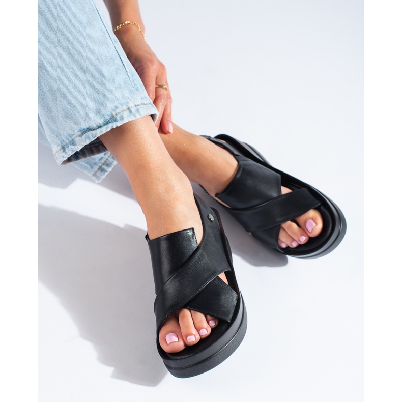 Sandales compensées noires Shelovet, femmes 1