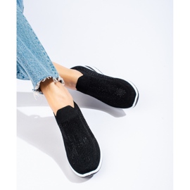 Baskets compensées en textile noir Shelovet 3