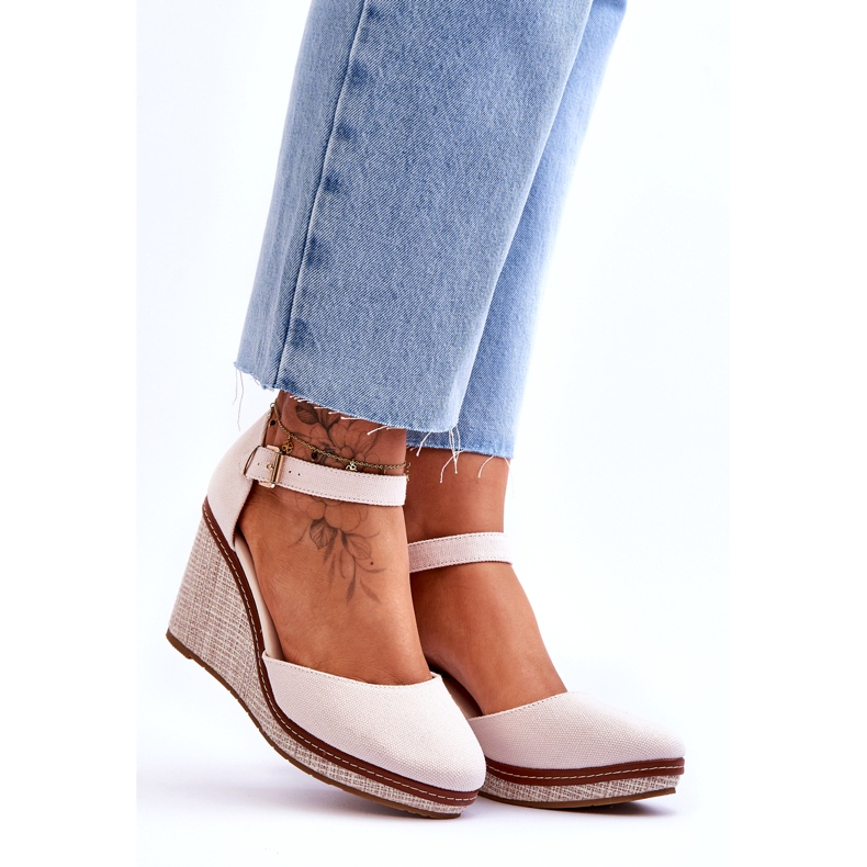 PS1 Sandales Compensées Classiques Femme Beige Malani 7