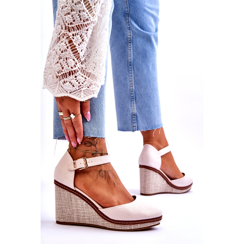 PS1 Sandales Compensées Classiques Femme Beige Malani 4