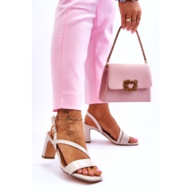 Evento Sandales en cuir verni à talon haut pour femme, beige 3