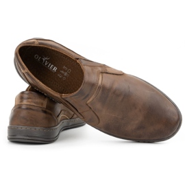 Olivier Mocassins pour hommes en cuir 520MP, marron foncé brun 2