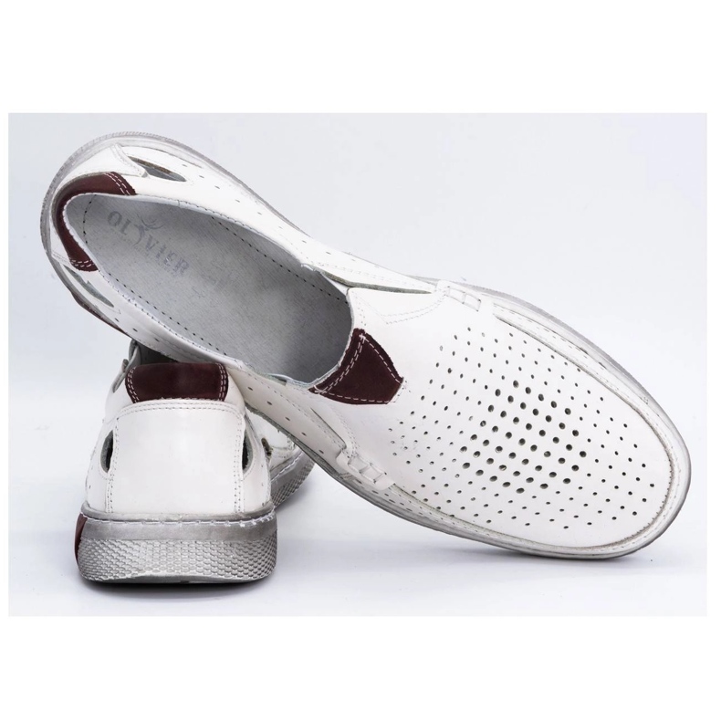 Olivier Mocassins homme cuir ajouré 937MP blanc blanche 4